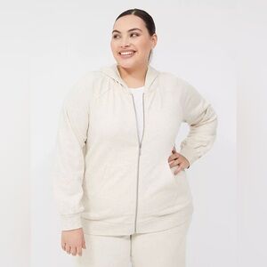 LIVI Lane Bryants Cream Grey Cotton Zip-Up Hoodie sz 18/20